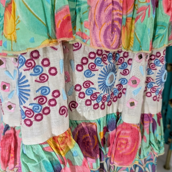 Anthropologie BAROK PARIS Mixed Print Tier Cotton Dress New With Tags Size Large - Picture 3 of 10